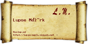 Lupse Márk névjegykártya